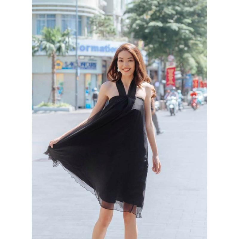 Đầm tơ mỏng , đầm yếm cột dây , đầm tơ cột nơ cổ , đầm orangza yếm