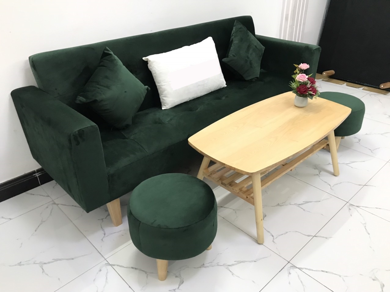 Bộ ghế sofa giường 2mx90 sofa bed tay vịn phòng khách salon linco14