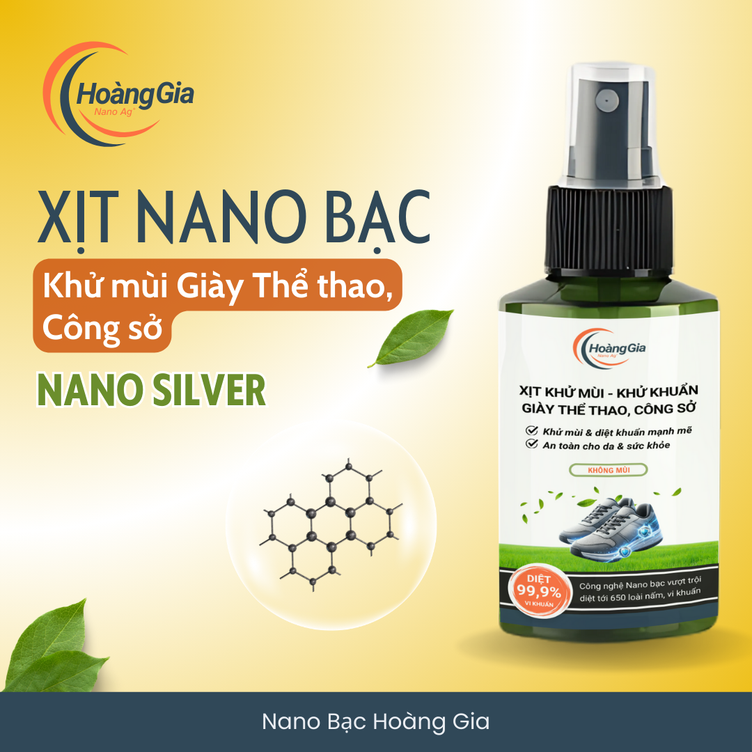Xịt Khử Mùi Khử Khuẩn Giày Dép Nano Bạc Hoàng Gia HGshop 100ml Bảo Vệ SK Giảm Hôi Chân