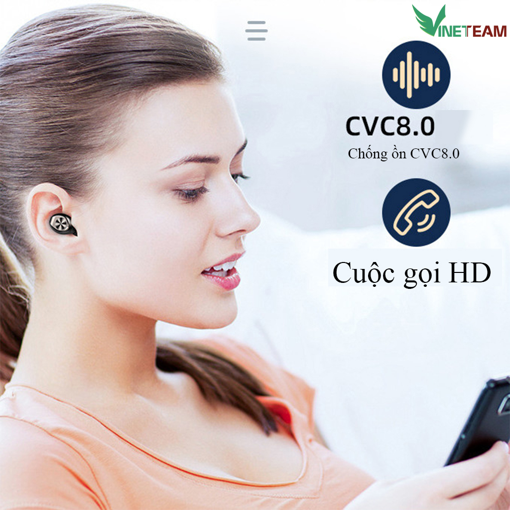Tai Nghe Bluetooth 5.0 AMOI F9 Version 2020 TWS Không Dây nút cảm ứng Hiển thị % pin Âm Thanh Nổi 9D Giảm Tiếng Ồn & Chống Mồ Hôi - hàng chính hãng