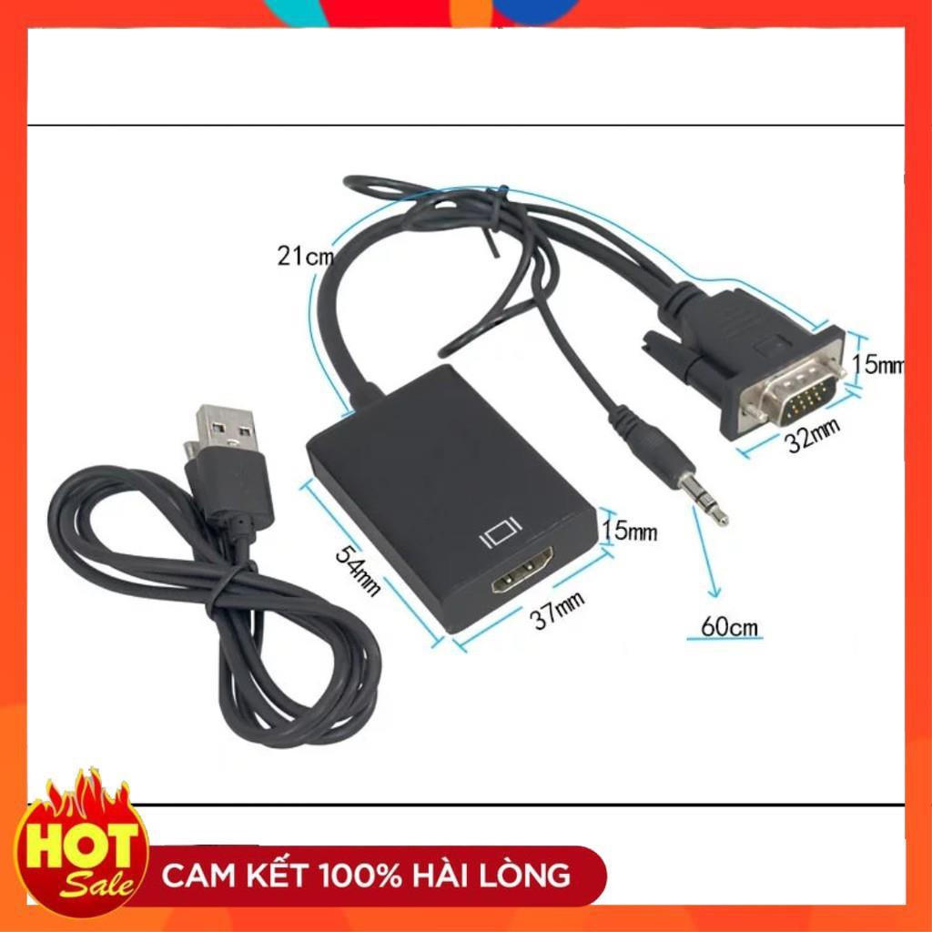 Cáp chuyển VGA to HDMI FULL HD có audio âm thanh 3.5-Đầu chuyển đổi tin hiệu Vga sang Hdmi có âm thanh audio _ Hàng Chính Hãng