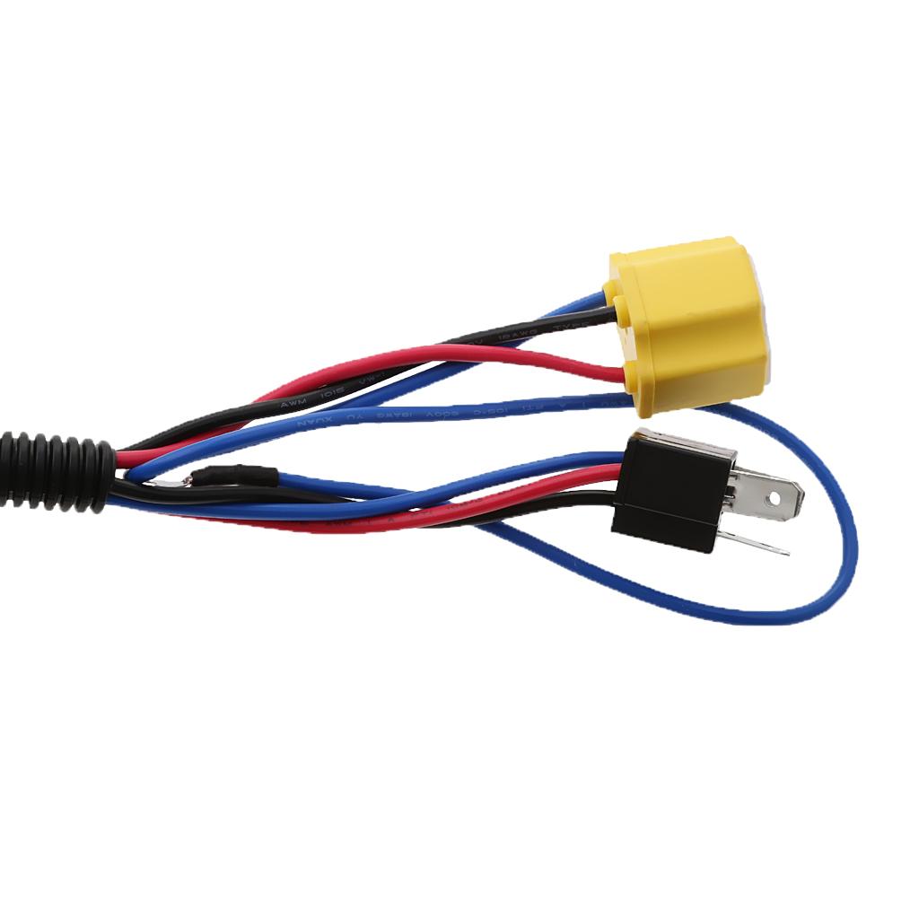 2xH4 Headlight Headlamp Light Bulb Relay Wiring Harness Socket Plug Wire Kit
