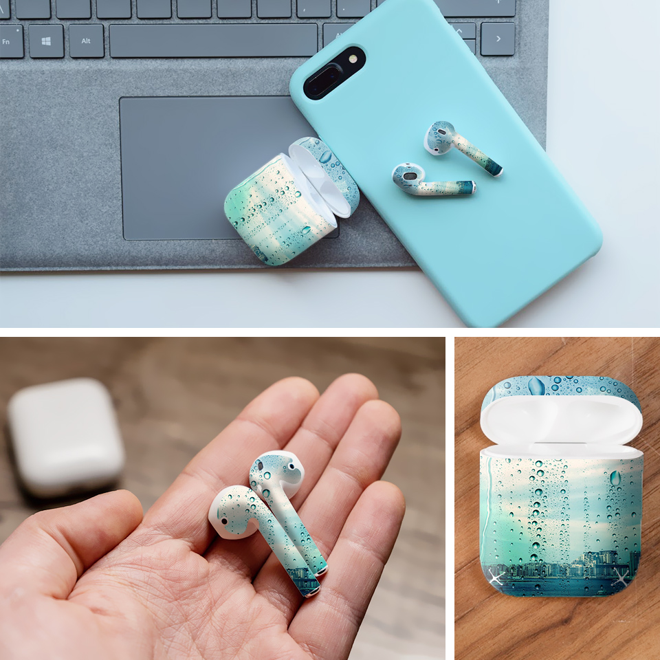 Miếng dán skin chống bẩn cho tai nghe AirPods in hình thiết kế - atk340 (bản không dây 1 và 2)