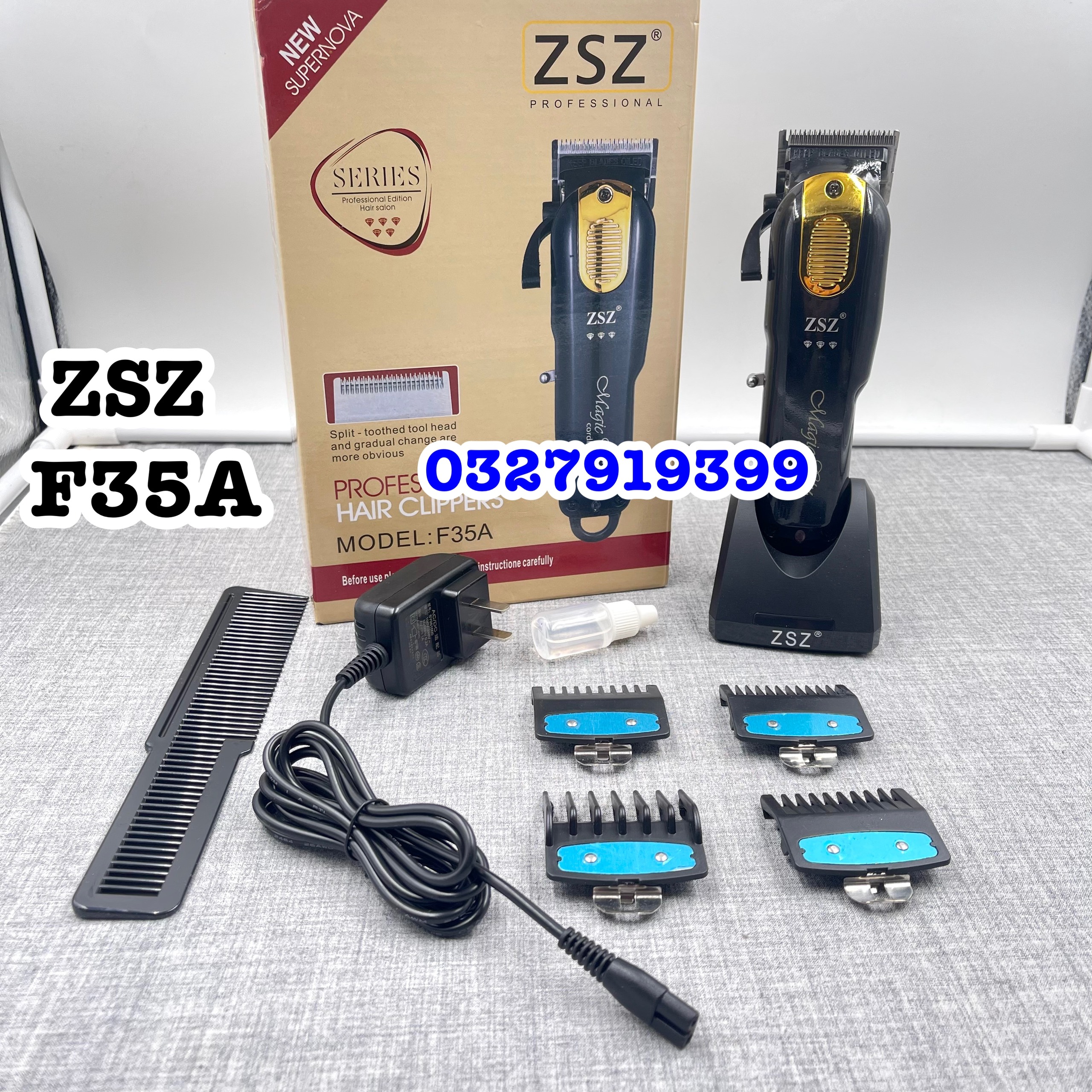Tông đơ cắt tóc cao cấp ZSZ F35 A lưỡi kép - tặng Dock sạc
