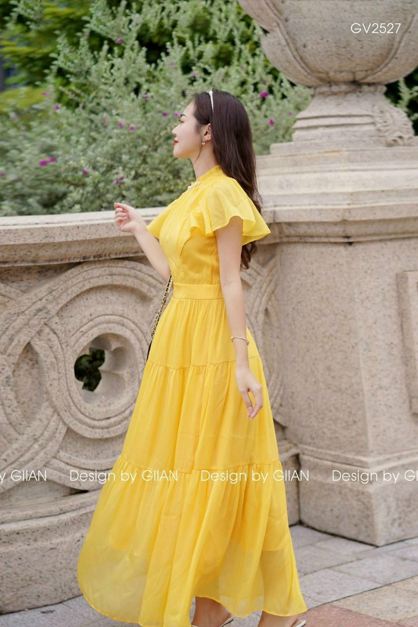 Đầm maxi voan chingfon hai lớp sang trọng