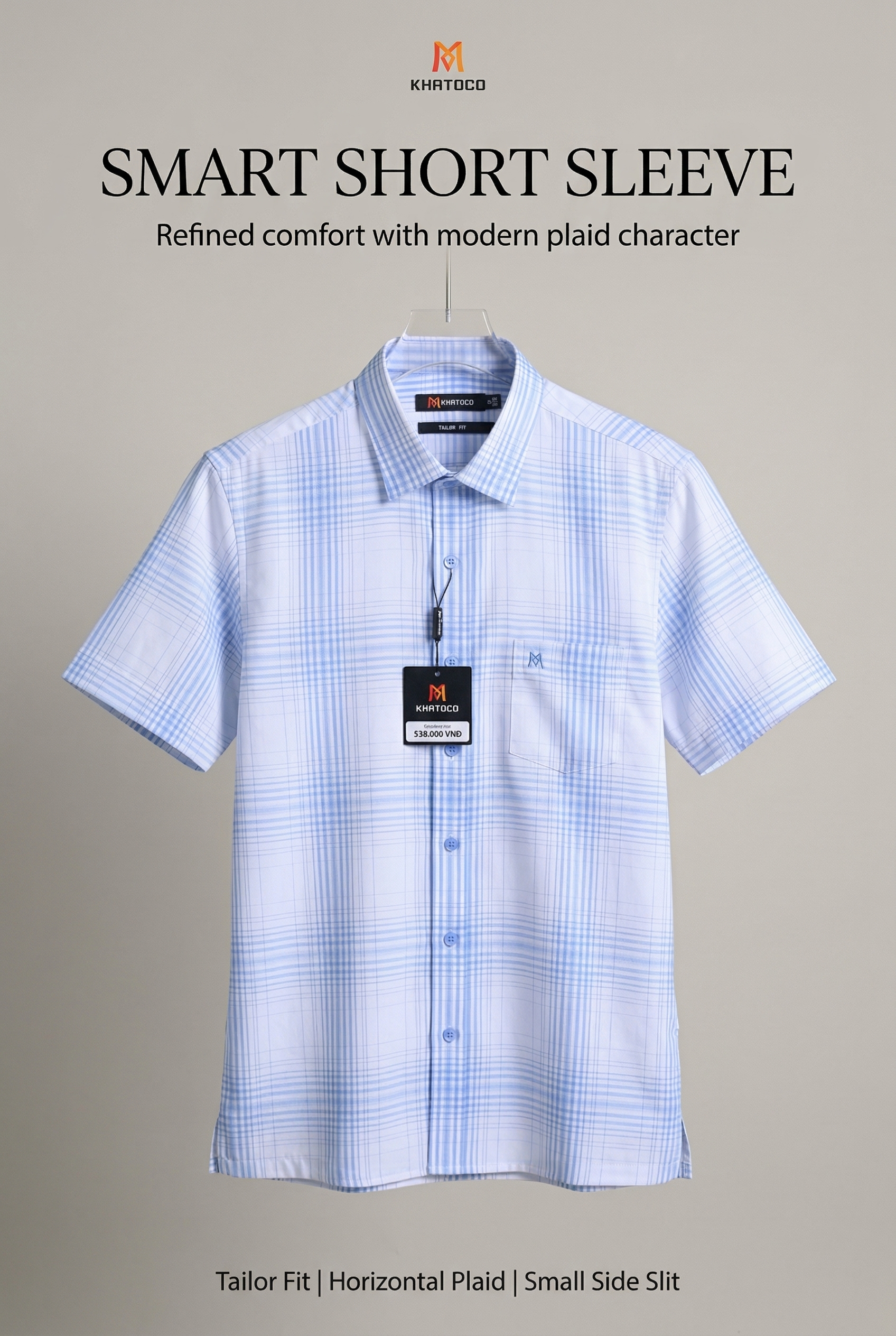 Áo sơ mi tay ngắn Khatoco Sale 350k ( giá tem438K) (size S,XL,2XL)