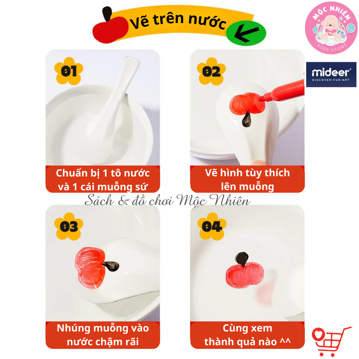 Hộp 08 Bút Lông Màu Vẽ Bảng An Toàn Cao Cấp Cho Bé - Mideer Little Artist Whiteboard Marker MD3224