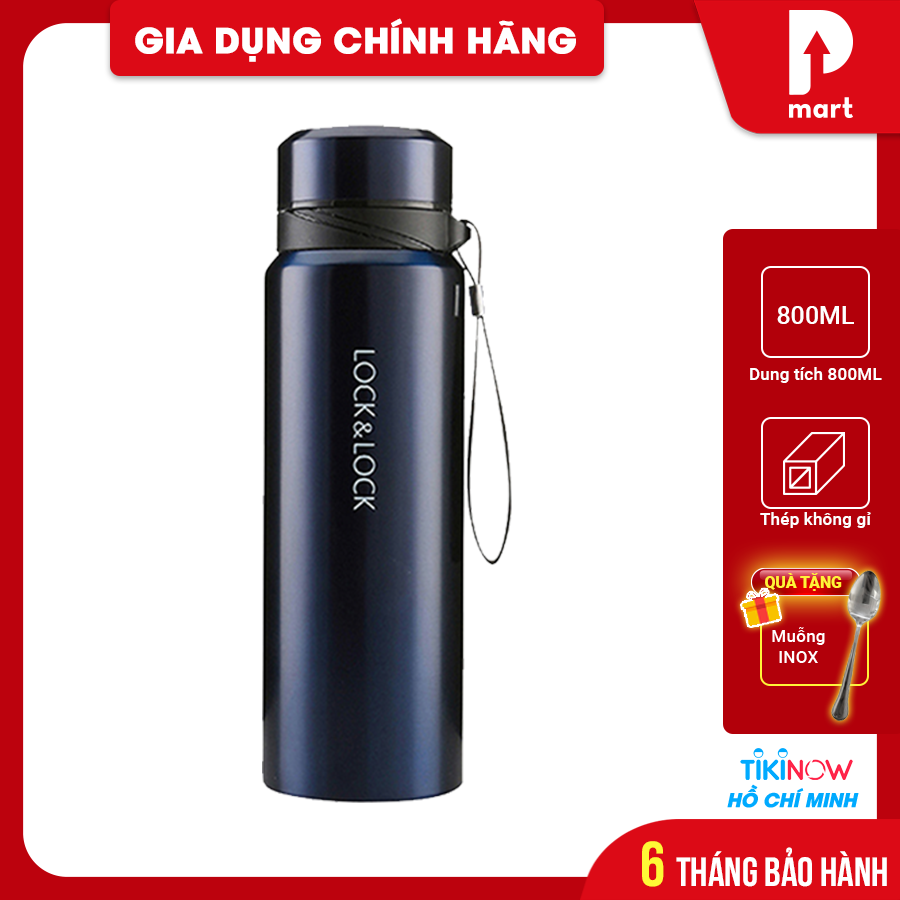 Bình Giữ Nhiệt Bằng Thép Không Gỉ Lock&Lock Vacuum Bottle 800ml LHC6180 - Tặng Muỗng Inox