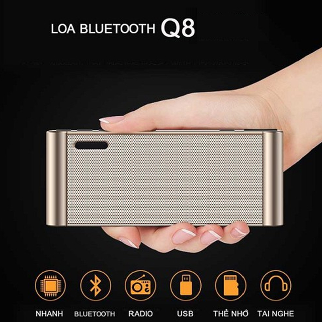 Loa Nghe Nhạc Bluetooth Không Dây Q8, Kiêm Đài FM, Kèm Thẻ Nhớ - Phím Bấm Cảm Ứng Siêu Nhạy ( giao màu ngẫu nhiên )