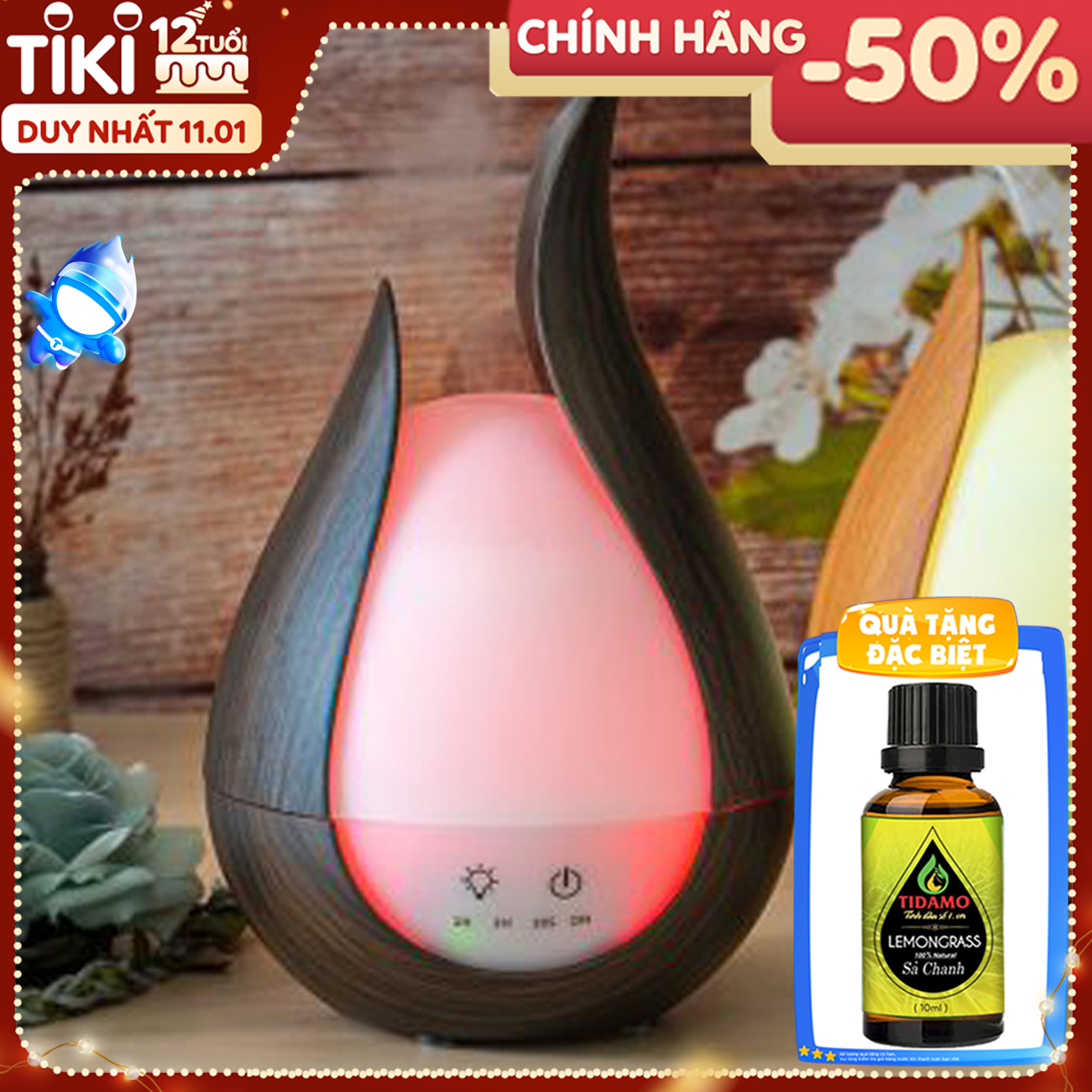 Combo Máy Khuếch Tán Tinh Dầu/ Máy Xông Tinh Dầu + Tinh Dầu Sả Chanh Nguyên Chất 10ML/ Chuyên Dụng Xông Tinh Dầu Gia Đình, Văn Phòng, Có Remote Điều Khiển và Đèn LED Biến Đổi Màu