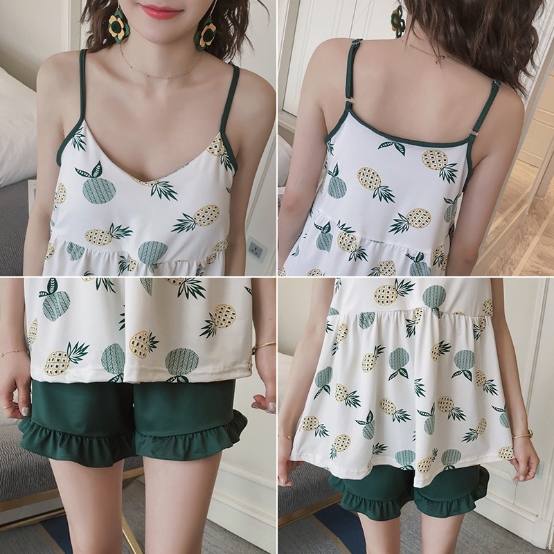 Bộ quần áo đùi nữ chất cotton mặc đi ngủ mặc ở nhà đều tiện lợi vn24