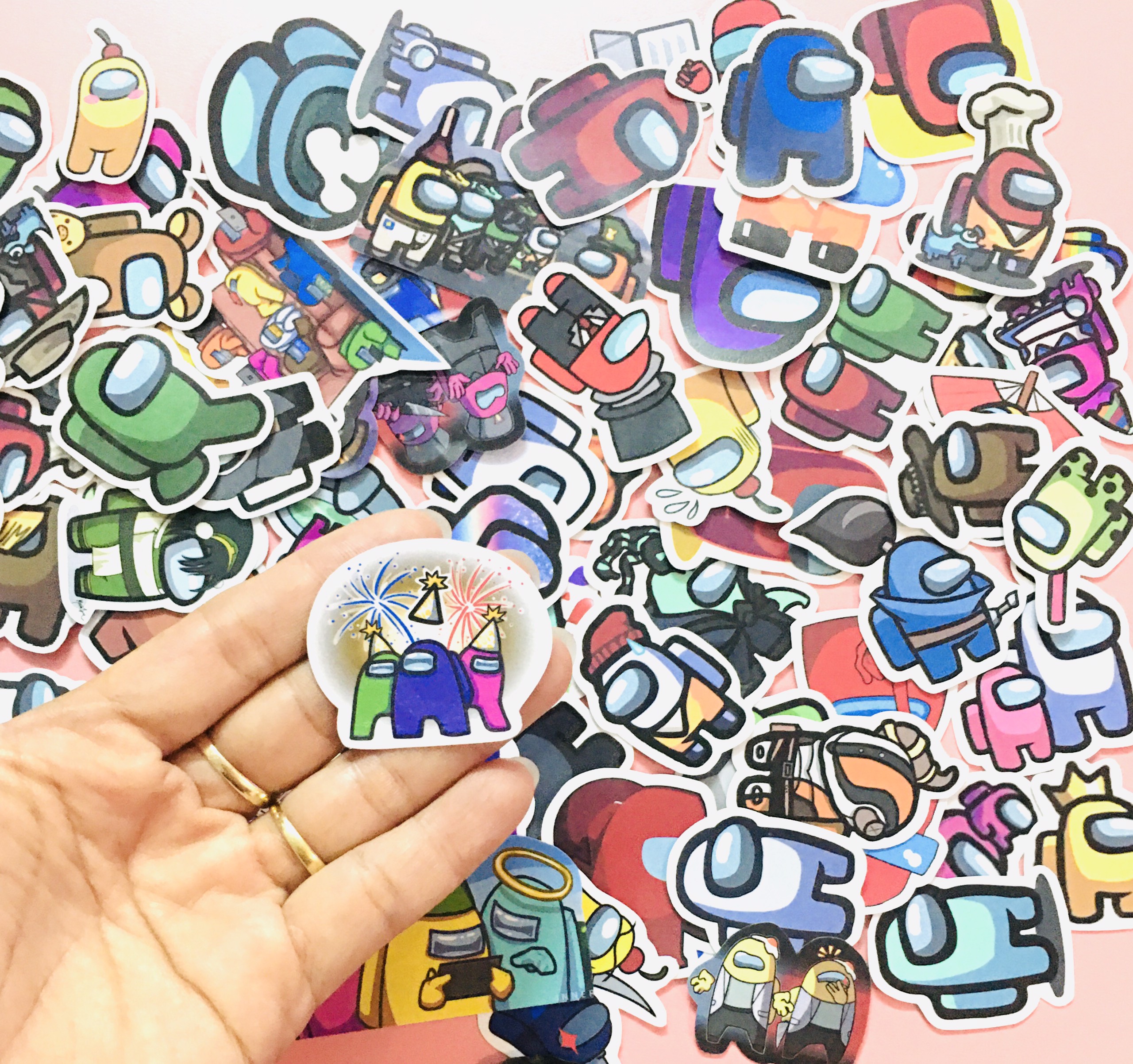 Set 100 Sticker Among Us ảnh decal hình dán ép lụa