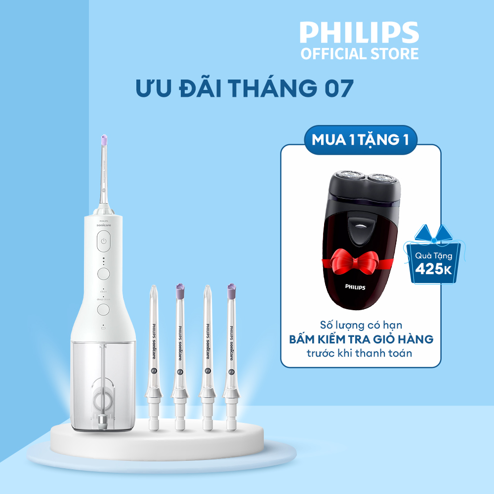 Máy tăm nước Philips HX3826/31 + 2 đầu tăm nước tiêu chuẩn HX3042/00 + 2 đầu tăm nước tia X HX3062/00 bảo hành 2 năm