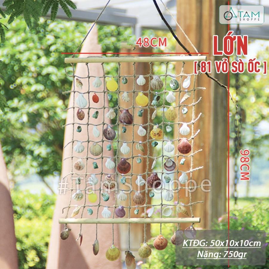 Mành lưới bắt cá trang trí sẵn sò ốc phong cách biển LUOICA-03
