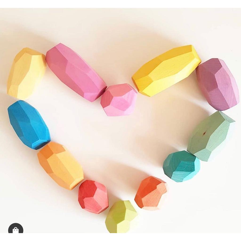 5/10/16pcs Wooden Balancing Building Stacking Rock Block Decoration