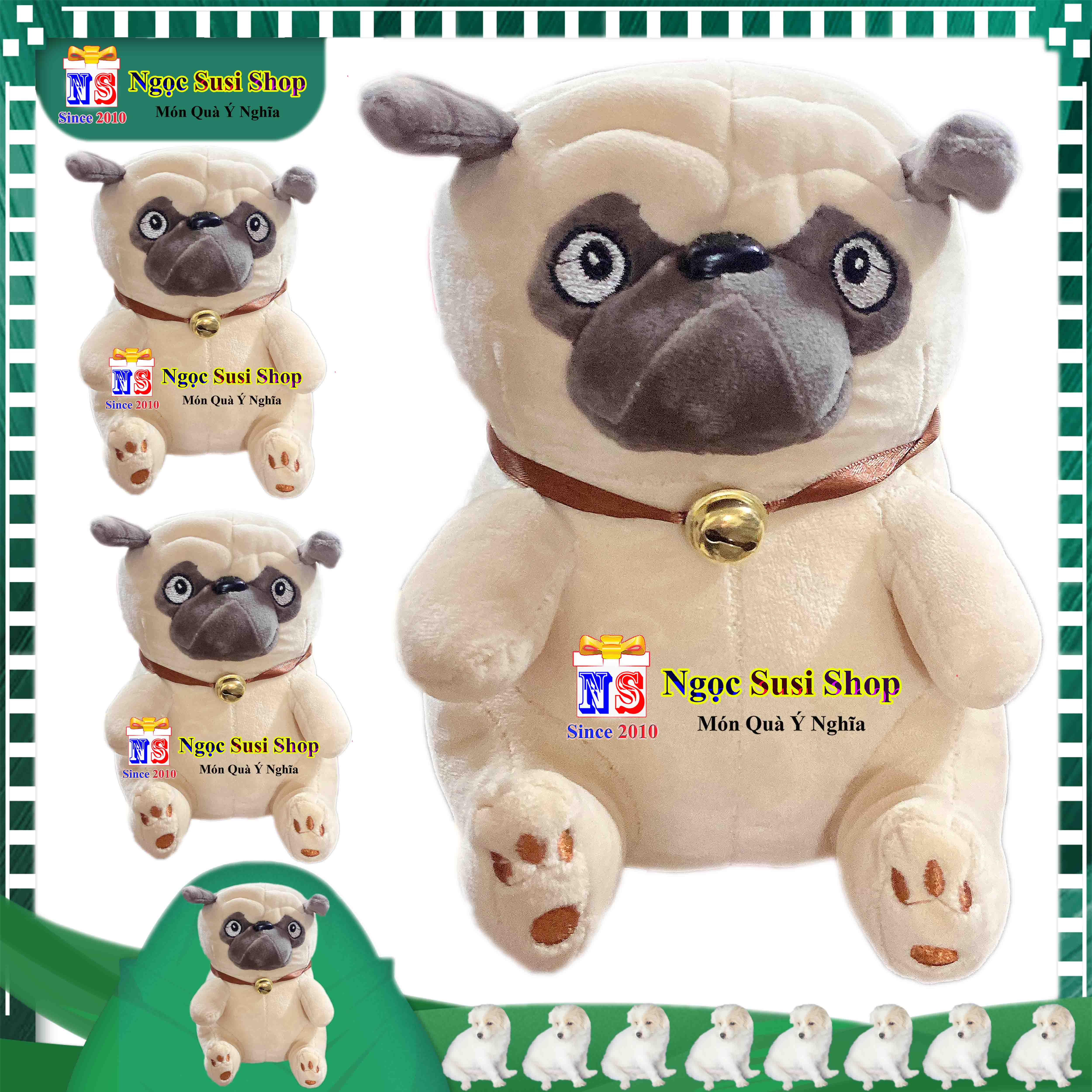 GẤU BÔNG CON CHÓ PUG CHO BÉ CẦM CHƠI - THÚ BÔNG CHÓ PUG