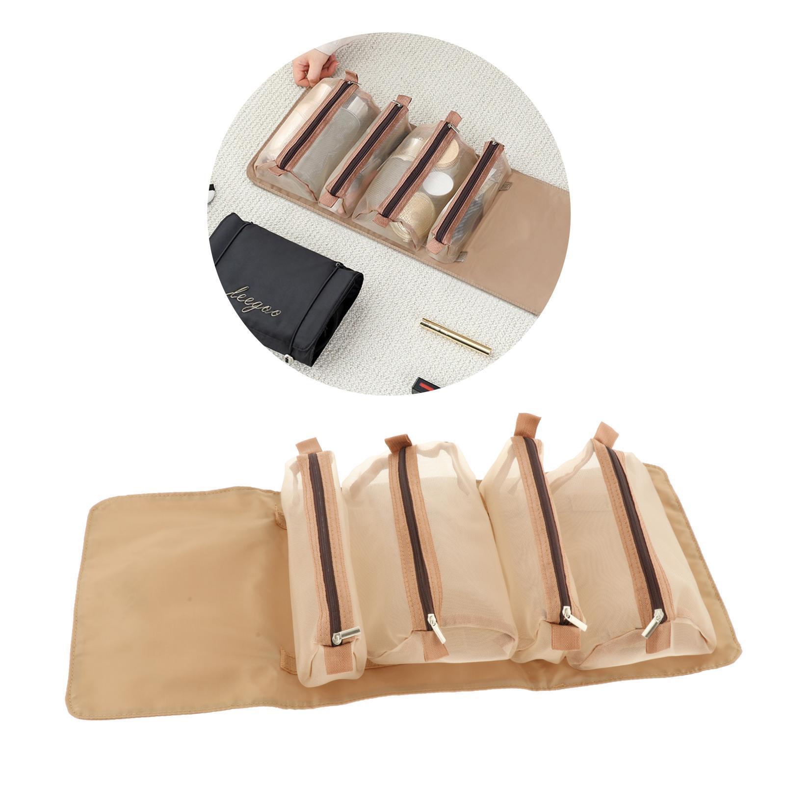Portable Foldable Make Up Hanging Makeup Bag Cosmetic Bag for Women Yellow