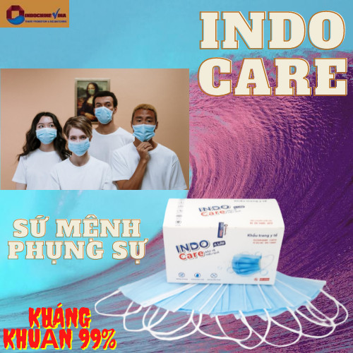 KHẨU TRANG Y TẾ INDO CARE, 4 LỚP KHÁNG KHUẨN, BẢO VỆ CÁ NHÂN, CHỐNG KHÓI BỤI, DIỆT KHUẨN 99%, HỘP 50 CÁI