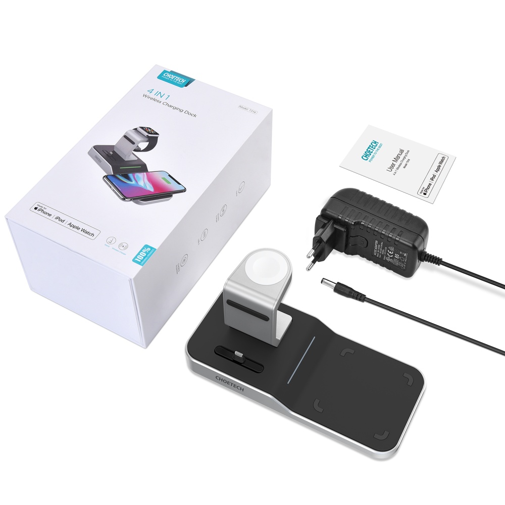 Bộ đế sạc nhanh không dây 4 in 1 có chứng nhận MFi Choetech T316