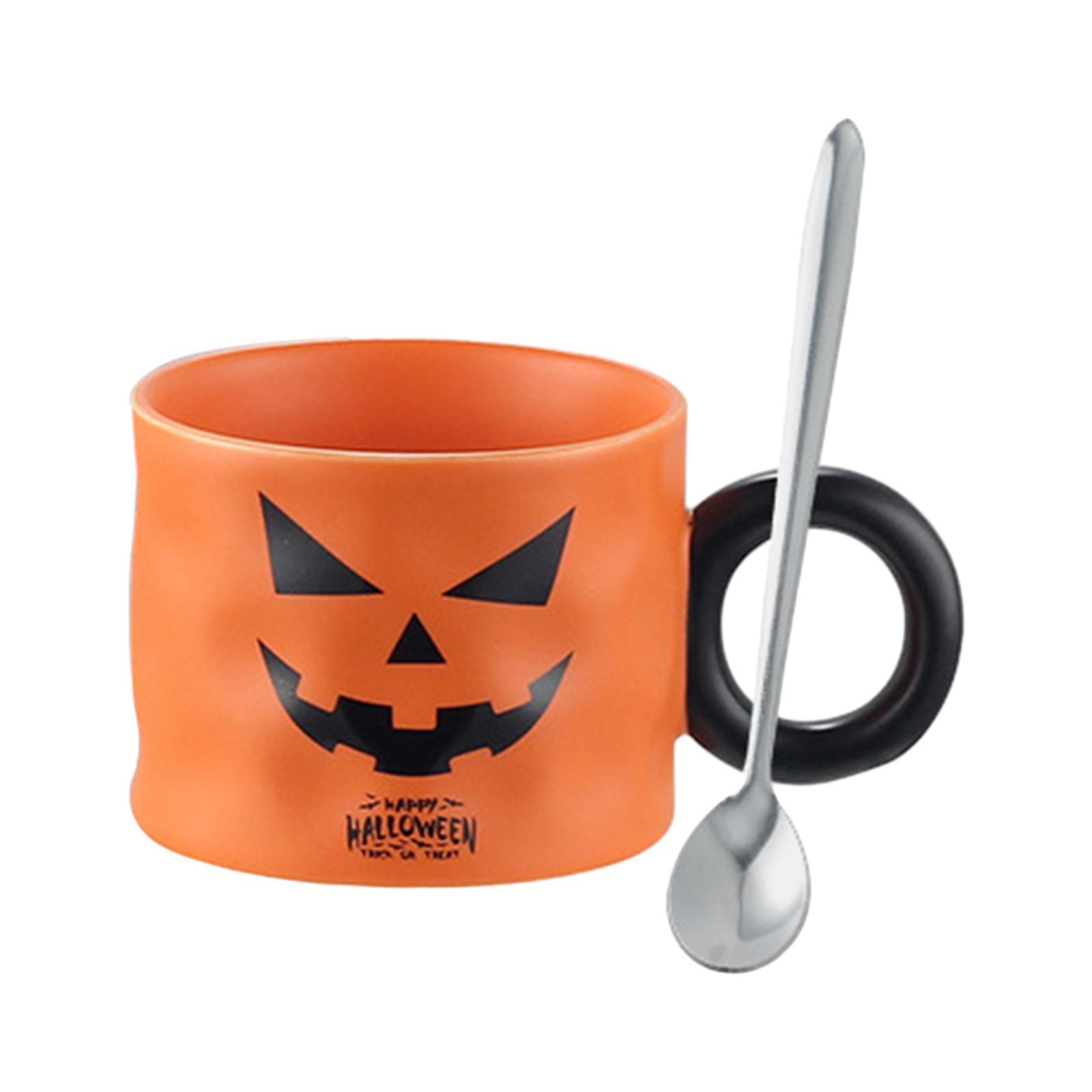 Pumpkin Shaped Mug Halloween Cartoon Mug Cartoon Milk Juice Cup Halloween Mug Set Ceramics Coffee Mug Holiday Coffee Mug for Theme Party Men