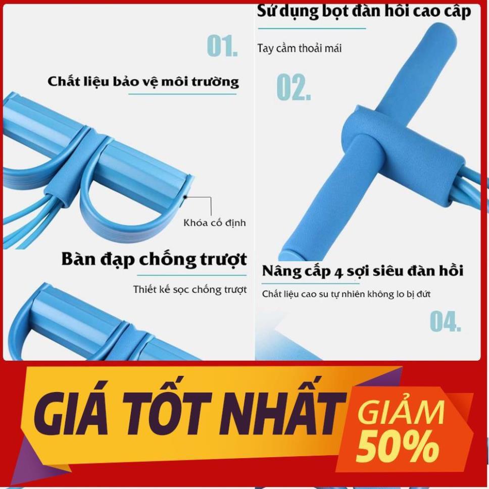 Dây kéo tập cơ bụng lưng tummy đa năng 4 ống đàn hồi hỗ trợ gym gập tại nhà giúp cho dáng chuẩn vòng eo thon