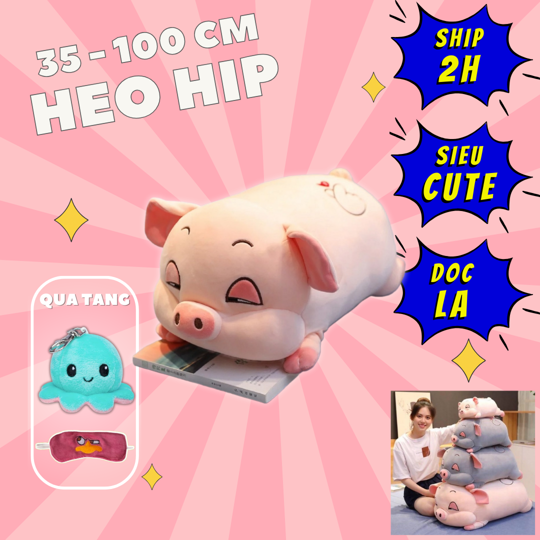 Gấu bông heo phê cần - Size 40cm - Quà tặng thú nhồi bông heo mắt hí dễ thương