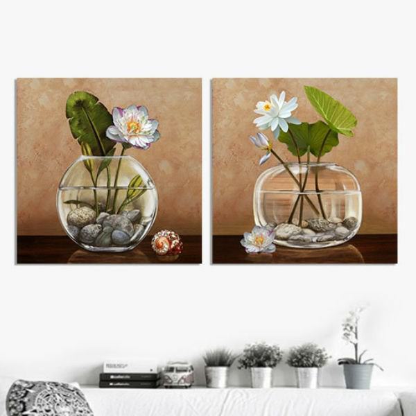 Bộ 2 Tranh Trang Trí Canvas Không Viền "Lọ Hoa" W277
