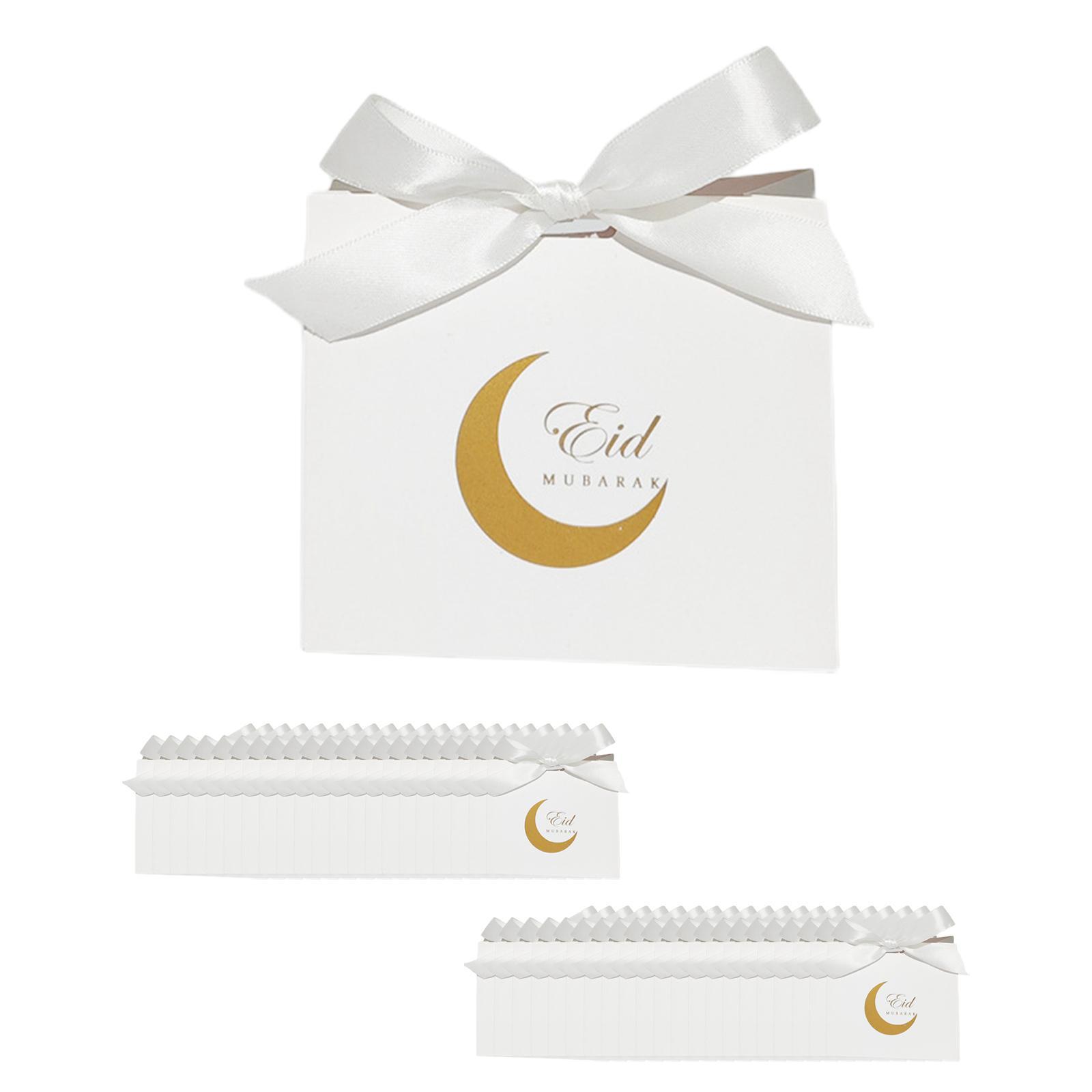50 Pieces Favor Boxes Gift Bags Moon Pattern for Baby Shower Decorations White