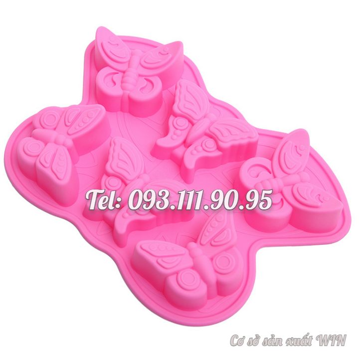 Khuôn silicon làm bánh, rau câu, socola 6 con bươm bướm – Mã số 1522