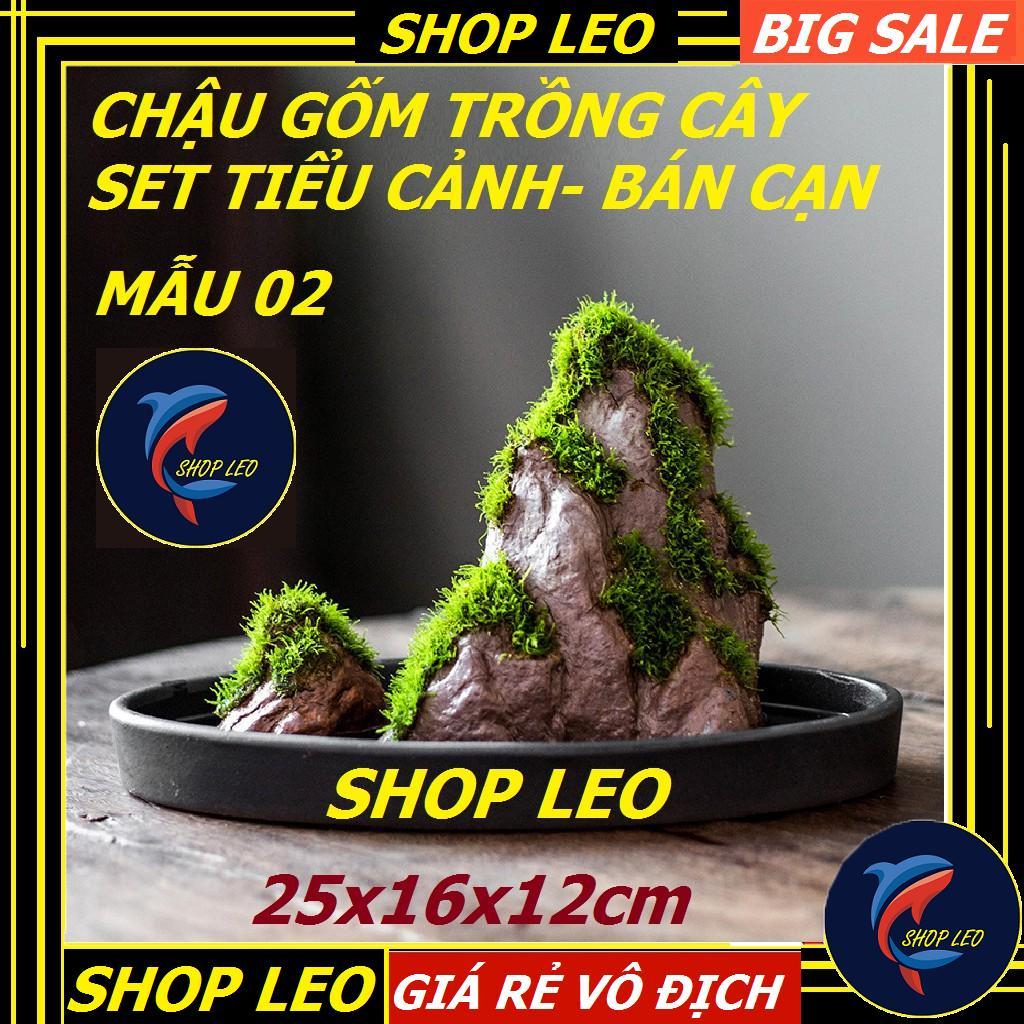 Chậu gốm set Tiểu cảnh - Set bán cạn - - Đá thấm thủy set rêu - Cấy rêu - Trang trí non bộ - Tiểu cảnh