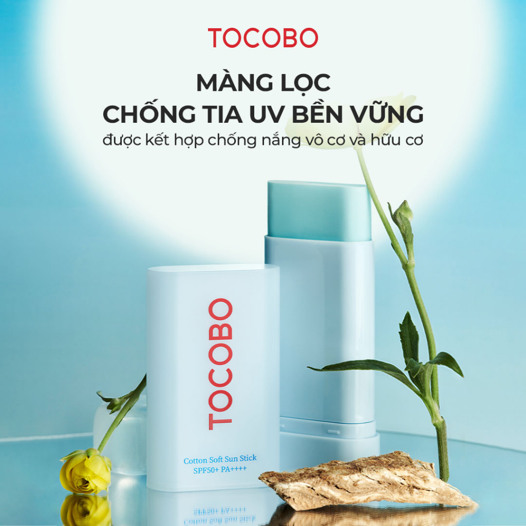 Sáp Chống Nắng Hóa Học Thuần Chay - TOCOBO COTTON SOFT SUN STICK SPF50+ PA++++, 19g Tocobo