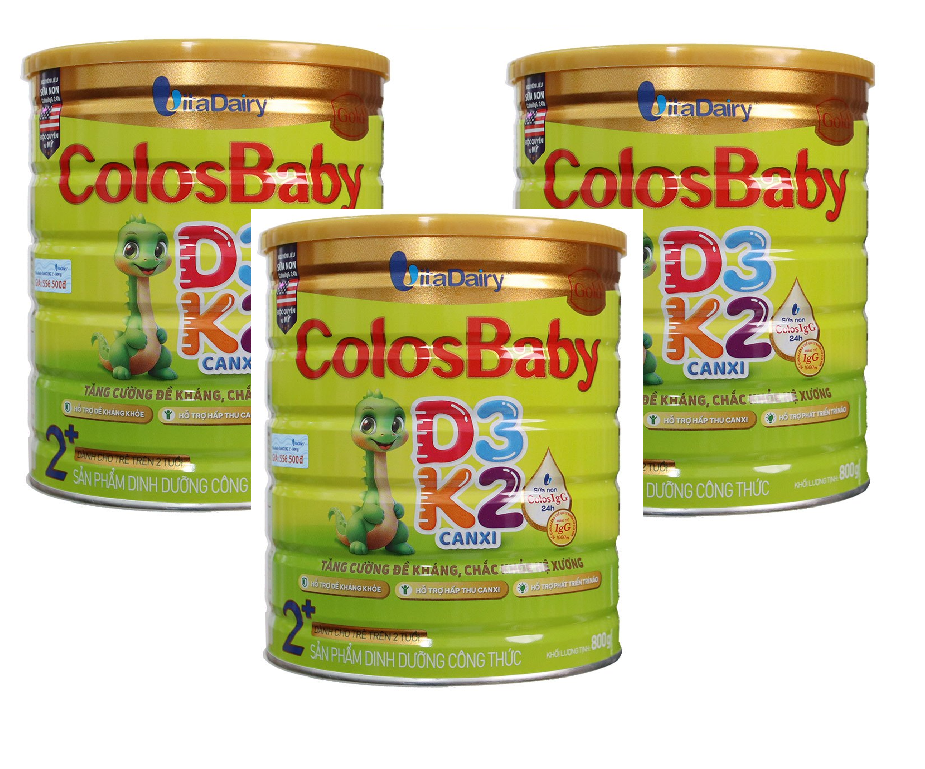 Combo 3 lon Sữa công thức Colosbaby D3K2 2+ lon 800g - Tăng cường đề kháng, Chắc khoẻ hệ xương