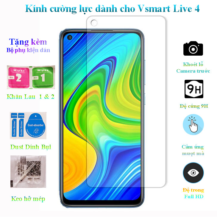 Kính cường lực dành cho Vsmart Live 4 - Kính Trong full HD và Kính chống nhìn Trộm - Kính Chống Nhìn Trộm