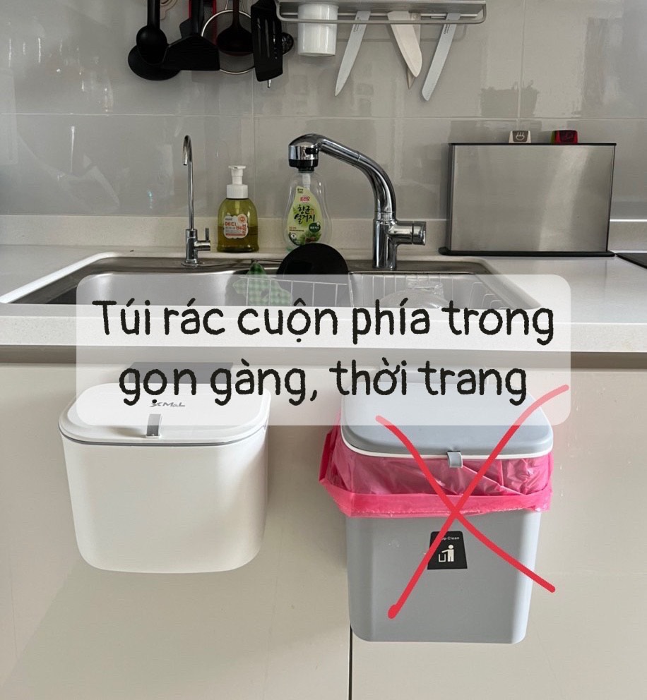 Thùng rác treo tủ bếp có nắp đậy thông minh 7L- 9L M&amp;L 546 - Sang trọng, thanh lịch