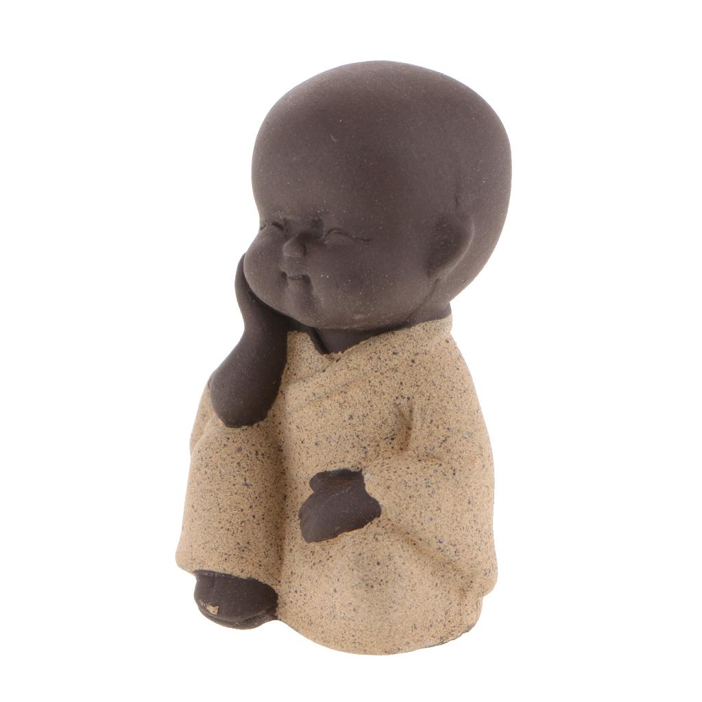 Ceramic Small Buddha Statue Small Monk Figurine Tea Pet Decorative Ornaments