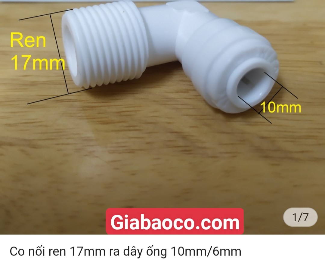 COMBO 2 CÁI : Co Nối Nhanh Ren 17mm ra Dây Ống 10mm hoặc 6mm - Phụ Kiện Máy Lọc Nước