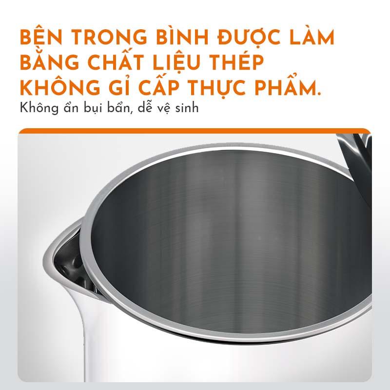 Bình đun siêu tốc GAABOR GK-S23P dung tích lớn 1.8L - 1500W - Thép không gỉ - Hàng chính hãng