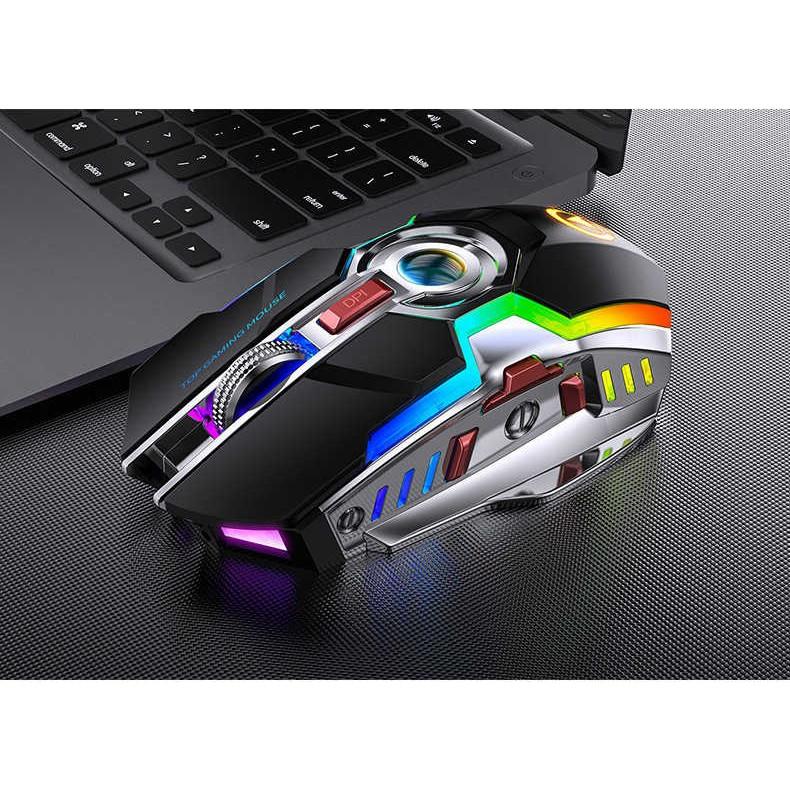 Chuột A5 Không Dây Chơi Game Sạc Pin Im Lặng Ergonomic 7 Phím Đèn Nền RGB 1600 DPI