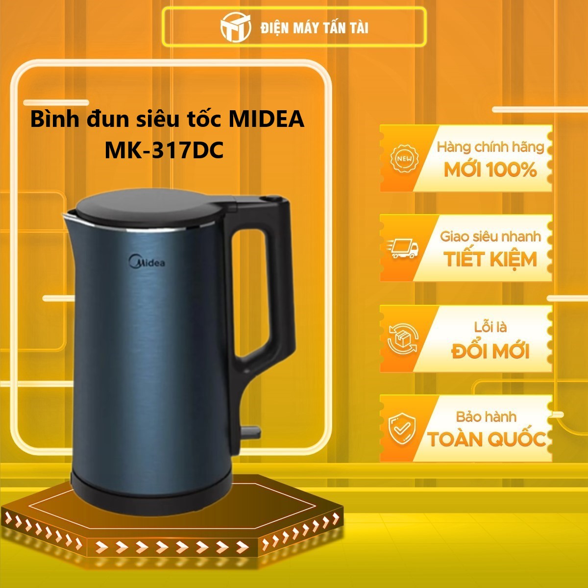 Bình đun siêu tốc Midea MK-317DC - Hàng chính hãng