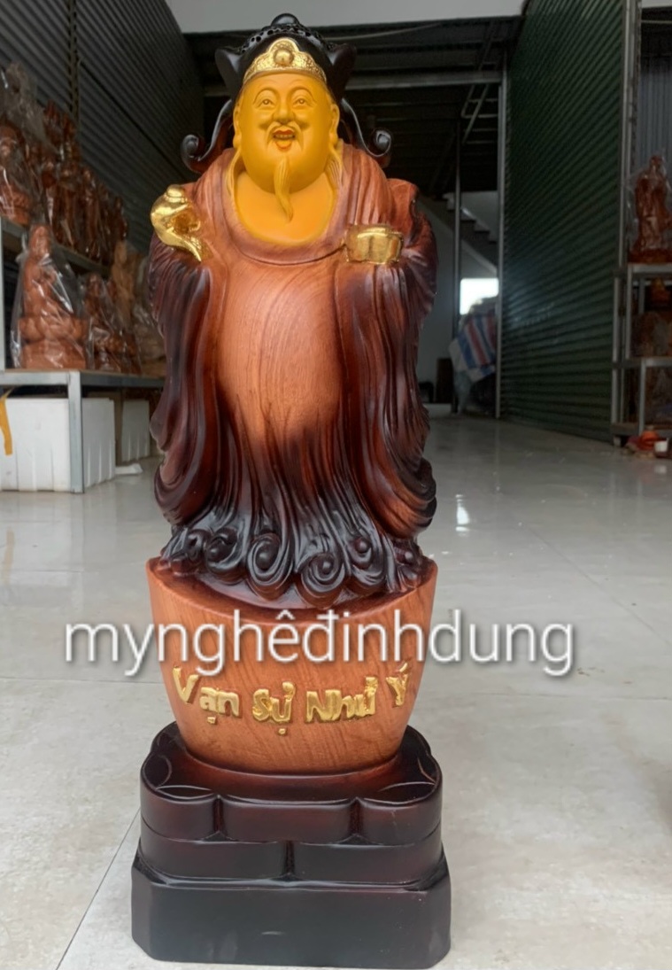 Tượng thần tài bằng gỗ hương đá kt cao 60×20×15cm