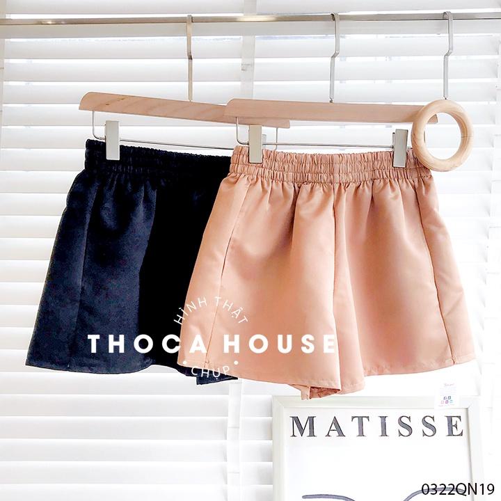 Quần short nữ tafta ống rộng chuẩn form không nhăn THOCA HOUSE đen, nude thời thượng