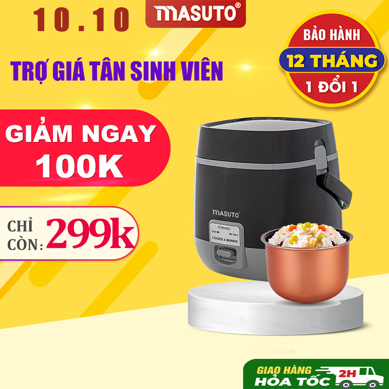 Nồi cơm điện mini Masuto ruột dày dặn 0,8L nấu ngon siêu tốc đủ cho 1-2 người ăn-HÀNG CHÍNH HÃNG