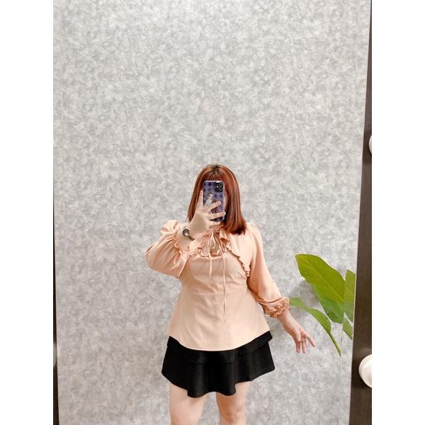 Áo cổ tàu peplum che bụng 50-85kg