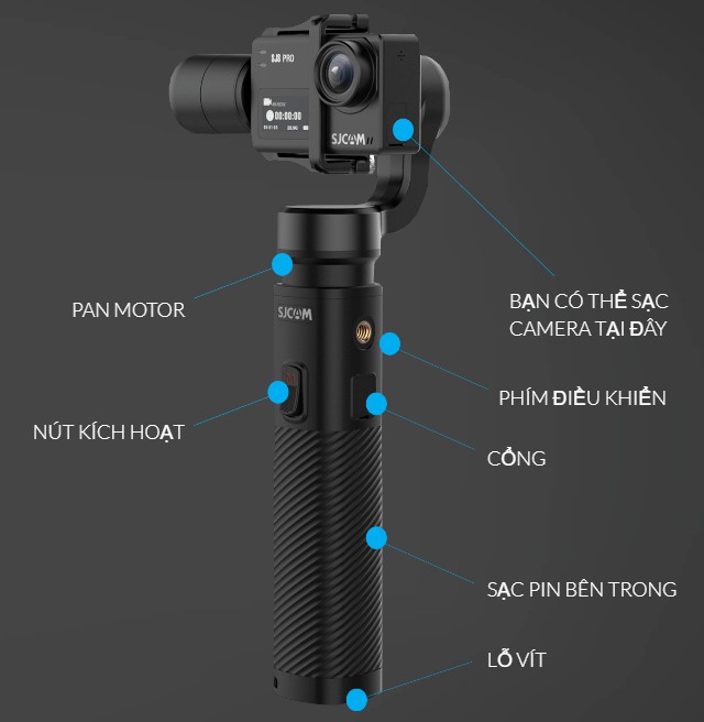 Thiết Bị Chống Rung Quay Phim Gimbal 2 Cho Camera Hành Trình Sjcam - Hàng Chính Hãng