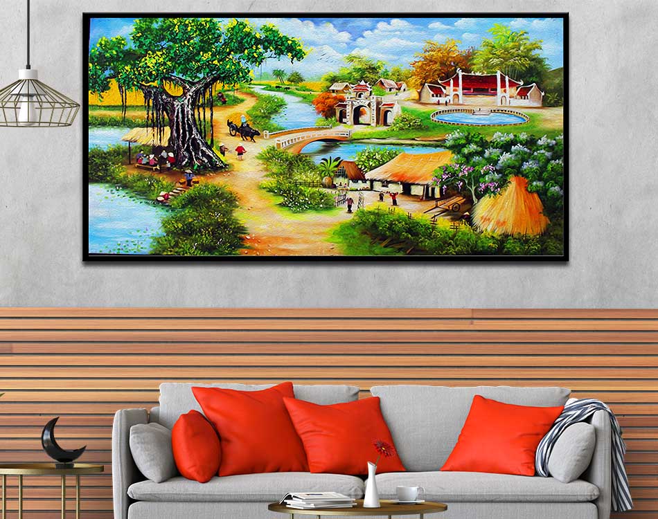 Tranh canvas treo tường làng quê Việt Nam - QVN006