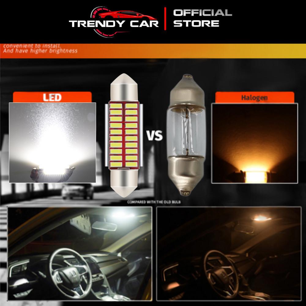 Đèn Trần Ô Tô, Đèn Led Trần Xe Hơi ánh sáng trắng chip 4014 loại mới mạch đỏ có canbus nhiều cỡ đèn - Màu Trắng