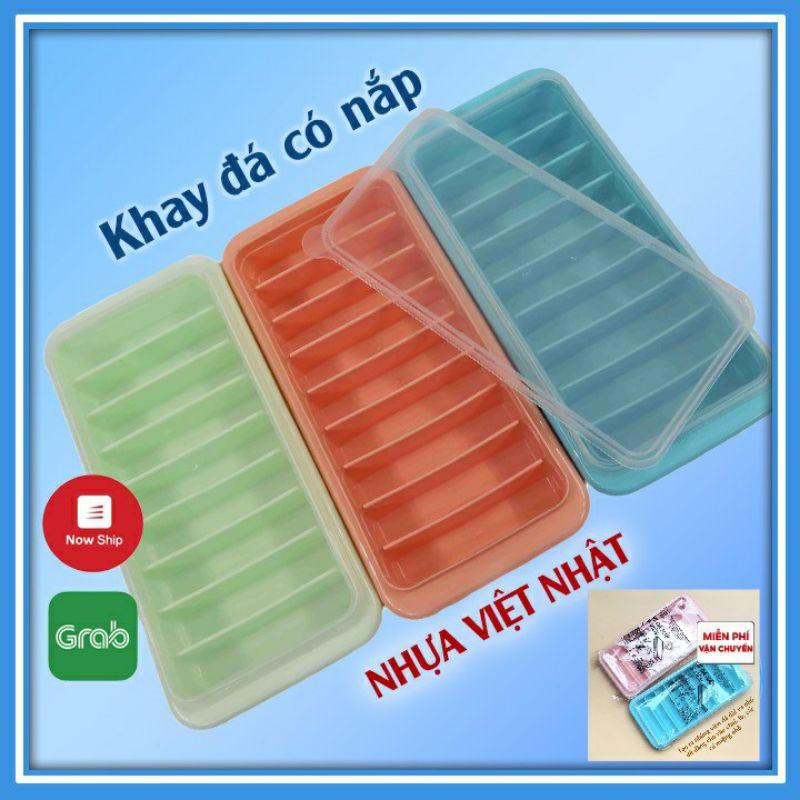 Vỉ khay đá 9 viên dài có nắp Việt Nhật chất liệu nhựa PP cao cấp