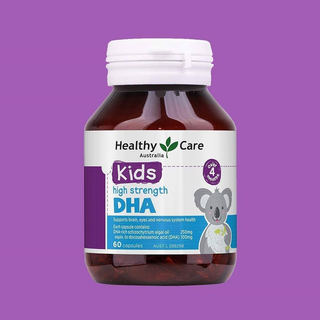 DHA cho bé từ 4 tháng - 12 tuổi Healthy Care Kids High Strength Úc, Giúp trẻ phát triển trí tuệ, thông minh, mắt sáng khỏe - OZ Slim Store 60 viên