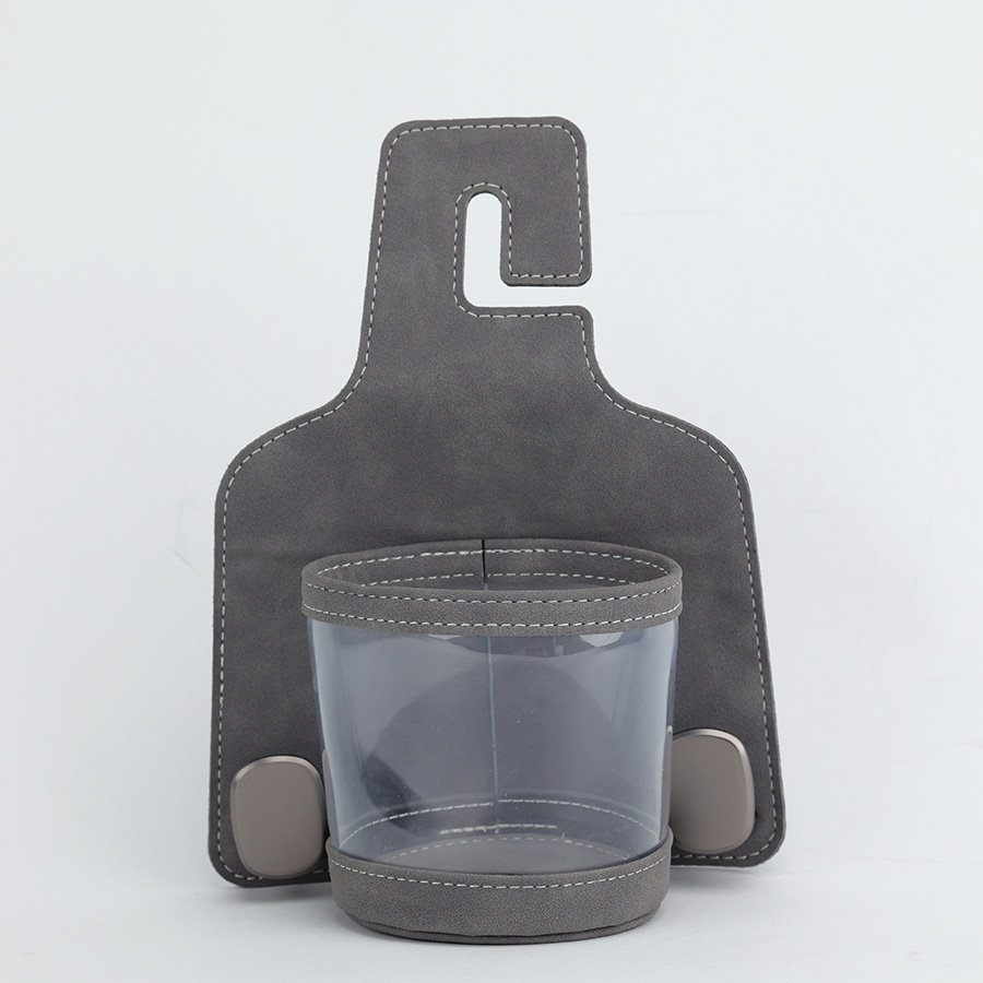 Móc Treo Đa Năng Có Hộc Đựng Ly Trên Ô Tô CIND BO-L021 Bằng Kim Loại Bọc Da Lộn Màu Xám Sang Trọng Cho Nội Thất Xe - Nhập Khẩu Chính Hãng
