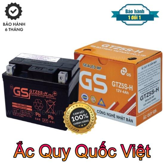 Bình ắc quy GS GTZ5S-H (12V-4AH) cho xe ga không có Idling Stop Air blade Click Acruzo Grand &amp; xe số Exciter sirius